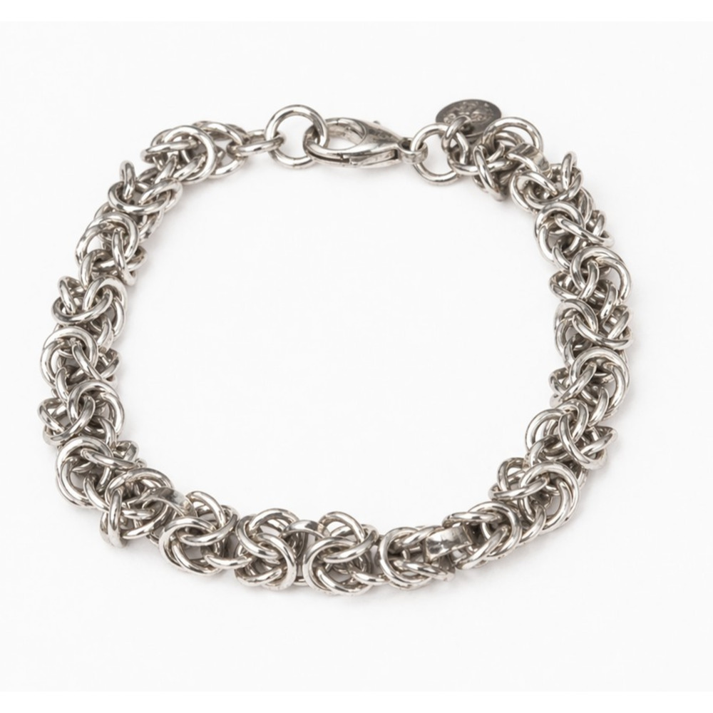 Vintage Silver Bracelet Sterling Silver Open Rope Chunky Chain 925 TN17